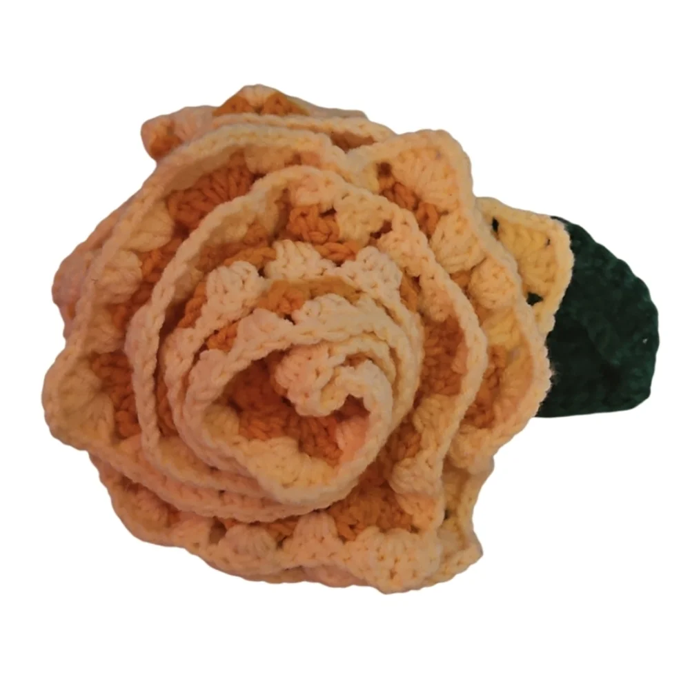 Hand Crafted Yellow Rose Granny Square Alpaca Yarn Decor